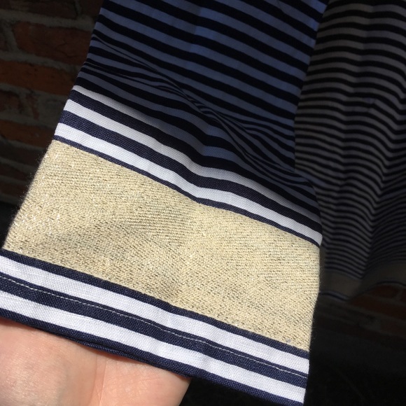 Sail To Sable Gold Navy White Linen Tunic Dress - Picture 6 of 6